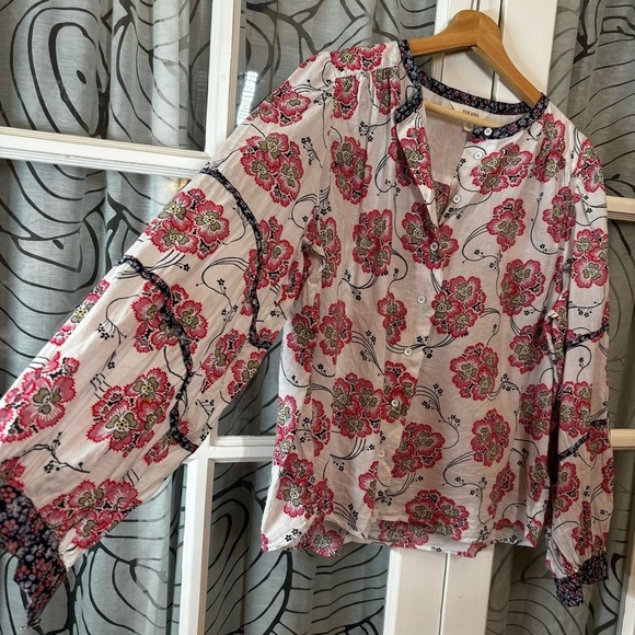 Per Una Marks and Spencer US10 Lightweight Cotton Floral Peasant Blouse - Picture 4 of 14